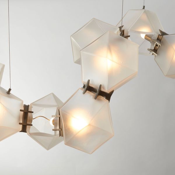 Welles Glass Long Chandelier