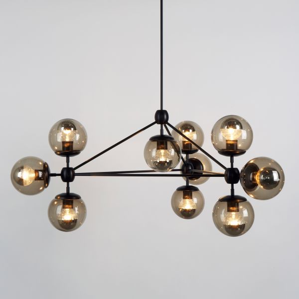 Modo Chandelier - 3 Sided, 10 Globes